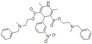 CAS#: 71791-90-7, 1,4-Dihydro-2,6-dimethyl-4-(m-nitrophenyl)-3,5-pyridinedicarboxylic acid di-2-(methyl(phenylmethyl)amino)ethyl ester