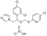 CAS 登录号:71821-37-9, 5-氯-2-(((1-(2,4-二氯苯基)-2-(1H-咪唑-1-基)乙氧基)甲基)硫代)-吡啶单硝酸盐