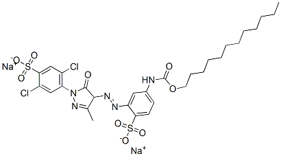 CAS#: 71873-51-3, 2,5-Dichloro-4-[4-[2-[5-[[(Dodecyloxy)Carbonyl]Amino]-2-Sulfophenyl]Diazenyl]-4,5-Dihydro-3-Methyl-5-Oxo-1H-Pyrazol-1-Yl]-Benzenesulfonic Acid Sodium Salt (1:2)