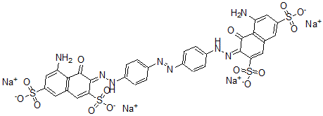 CAS 登录号：72017-89-1， (3Z)-5-氨基-3-[[4-[4-[(2Z)-2-(8-氨基-1-氧代-3,6-二磺酸萘-2-亚基)肼基]苯基]偶氮苯基]亚肼基]-4-氧代萘-2,7-二磺酸四钠盐