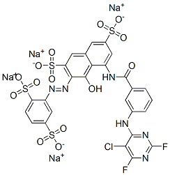 CAS 登录号：72139-13-0， 四钠(3Z)-5-[[3-[(5-氯-2,6-二氟嘧啶-4-基)氨基]苯甲酰基]氨基]-3-[(2,5-二磺酸苯基)亚肼基]-4-氧代萘-2,7-二磺酸盐