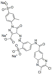 CAS 登录号：72139-14-1， 4-[5-[(2,3-二氯喹喔啉-6-羰基)氨基]-2-磺酸苯基]偶氮-1-(2-甲基-4-磺酸苯基)-5-氧代-4H-吡唑-3-羧酸三钠