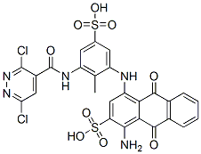 CAS#: 72187-35-0, 1-Amino-4-[[3-[[(3,6-Dichloro-4-Pyridazinyl)Carbonyl]Amino]-2-Methyl-5-Sulfophenyl]Amino]-9,10-Dihydro-9,10-Dioxo-2-Anthracenesulfonic Acid