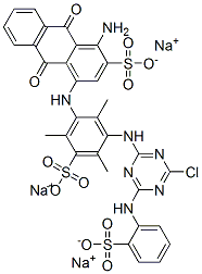 CAS#: 72214-18-7, Trisodium 1-Amino-4-[[3-[[4-Chloro-6-[(Sulphonatophenyl)Amino]-1,3,5-Triazin-2-Yl]Amino]-2,4,6-Trimethyl-5-Sulphonatophenyl]Amino]-9,10-Dihydro-9,10-Dioxoanthracene-2-Sulphonate