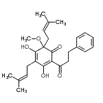 CAS#: 72247-83-7, 3,5-Dihydroxy-6-methoxy-4,6-bis(3-methyl-2-buten-1-yl)-2-(3-phenylpropanoyl)-2,4-cyclohexadien-1-one