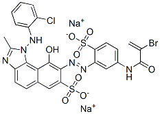 CAS 登录号：72496-91-4， (8Z)-8-[[5-(2-溴丙-2-烯酰氨基)-2-磺酸苯基]亚肼基]-1-[(2-氯苯基)氨基]-2-甲基-9-氧代苯并[g]苯并咪唑-7-磺酸二钠