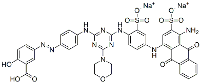 CAS 登录号：72927-98-1， (3Z)-3-[[4-[[4-[[4-[(4-氨基-9,10-二氧代-3-磺基蒽-1-基)氨基]-2-磺酸苯基]氨基]-6-吗啉-4-基-1,3,5-三嗪-2-基]氨基]苯基]亚肼基]-6-氧代环己-1,4-二烯-1-羧酸二钠
