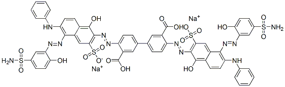 CAS#: 72939-54-9, 4,4'-Bis((5-((5-(Aminosulfonyl)-2-Hydroxyphenyl)Azo)-1-Hydroxy-6-(Phenylamino)-3-Sulfo-2-Naphthalenyl)Azo)-(1,1'-Biphenyl)-3,3'-Dicarboxylic Acid Disodium Salt