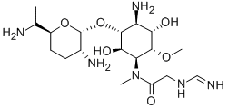 CAS#: 73196-97-1, N-[4-Amino-3-[3-Amino-6-(1-Aminoethyl)Oxan-2-Yl]Oxy-2,5-Dihydroxy-6-Methoxycyclohexyl]-2-(Aminomethylideneamino)-N-Methylacetamide