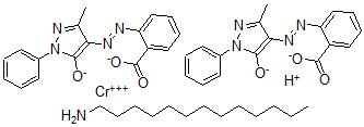 CAS#: 73297-13-9, bis(2-((4,5-dihydro-3-methyl-5-oxo-1-phenyl-1H-pyrazol-4-yl)azo)benzoato(2-))-Chromate hydrogen compd. with 1-tridecanamine 