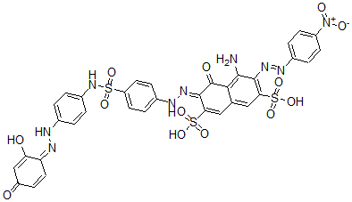 CAS 登录号：73309-49-6， (3Z)-5-氨基-3-[[4-[[4-[(2Z)-2-(2-羟基-4-氧代-1-环己-2,5-二烯亚基)肼基]苯基]氨基磺酰基]苯基]亚肼基]-6-(4-硝基苯基)偶氮-4-氧代萘-2,7-二磺酸