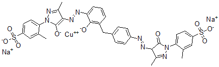 CAS 登录号：73324-03-5， 3-甲基-4-[3-甲基-4-[4-[[3-[3-甲基-1-(2-甲基-4-磺酸苯基)-5-氧代吡唑-4-基]偶氮-2-氧代苯基]甲基]苯基]偶氮-5-氧代-4H-吡唑-1-基]苯磺酸铜二钠