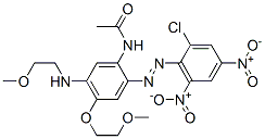 CAS 登录号：73384-71-1， N-[2-[(2-氯-4,6-二硝基苯基)偶氮]-4-(2-甲氧基乙氧基)-5-[(2-甲氧基乙基)氨基]苯基]乙酰胺