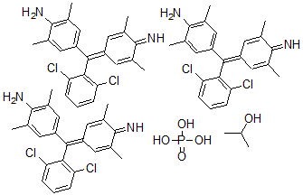 CAS 登录号:73398-72-8, 4-(2,6-二氯-alpha-(4-亚氨基-3,5-二甲基-2,5-环己二烯-1-亚基)苄基)-2,6-二甲苯胺磷酸二氢酯化合物与异丙醇