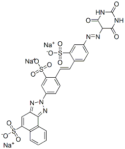 CAS#: 73398-81-9, Trisodium 2-[4-[2-[4-[(Hexahydro-2,4,6-Trioxopyrimidin-5-Yl)Azo]-2-Sulphonatophenyl]Vinyl]-3-Sulphonatophenyl]-2H-Naphtho[1,2-d]Triazole-5-Sulphonate