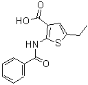 CAS 登录号：73696-46-5， 2-(苯甲酰基氨基)-5-乙基-3-噻吩羧酸