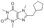 CAS 登录号：73747-32-7， 8-(环戊基甲基)-1,3,7-三甲基嘌呤-2,6-二酮