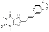 CAS 登录号：73908-79-9， 8-[2-(1,3-苯并二氧戊环-5-基)乙烯基]-1,3-二甲基-7H-嘌呤-2,6-二酮