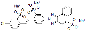 CAS#: 73926-93-9, Trisodium 2-[4-[(E)-2-(4-Chloro-2-Sulfonatophenyl)Ethenyl]-3-Sulfonatophenyl]Benzo[g]Benzotriazole-5-Sulfonate