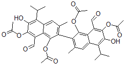CAS#: 74032-65-8, [7-Acetyloxy-2-(1,7-Diacetyloxy-8-Formyl-6-Hydroxy-3-Methyl-5-Propan-2-Ylnaphthalen-2-Yl)-8-Formyl-6-Hydroxy-3-Methyl-5-Propan-2-Ylnaphthalen-1-Yl] Acetate