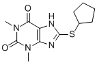 CAS#: 74039-72-8, 8-Cyclopentylsulfanyl-1,3-Dimethyl-7H-Purine-2,6-Dione