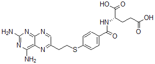 CAS 登录号：74163-10-3， (2S)-2-[[4-[2-(2,4-二氨基蝶啶-6-基)乙硫基]苯甲酰基]氨基]戊烷二酸