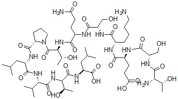CAS#: 74174-40-6, (2S)-2-[[(3R)-2-[[(2S)-2-[[(2S)-2-[[(2S)-1-[(2S,3R)-2-[[5-Amino-2-[[(2S)-2-[[(2S)-6-Amino-2-[[(2S)-2-[[(2S)-2-[[(2S,3R)-2-Amino-3-Hydroxybutanoyl]Amino]-3-Hydroxypropanoyl]Amino]-5-Hydroxy-5-Oxopentanoyl]Amino]Hexanoyl]Amino]-3-Hydroxypropanoyl]Amino]-5-Oxopentanoyl]Amino]-3-Hydroxybutanoyl]Pyrrolidine-2-Carbonyl]Amino]-4-Methylpentanoyl]Amino]-3-Methylbutanoyl]Amino]-3-Hydroxybutanoyl]Amino]-4-Methylpentanoic Acid