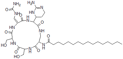 CAS#: 74240-44-1, N-[(6E)-3-(2-Amino-3,4,5,6-Tetrahydropyrimidin-4-Yl)-6-[(Carbamoylamino)Methylidene]-9,12-Bis(Hydroxymethyl)-2,5,8,11,14-Pentaoxo-1,4,7,10,13-Pentazacyclohexadec-15-Yl]Hexadecanamide