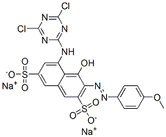 CAS#: 74432-27-2, Disodium (3E)-5-[(4,6-Dichloro-1,3,5-Triazin-2-Yl)Amino]-3-[(4-Methoxyphenyl)Hydrazinylidene]-4-Oxonaphthalene-2,7-Disulfonate