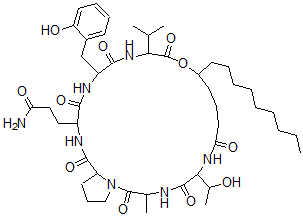 CAS#: 74758-64-8, 3-[6-(1-Hydroxyethyl)-18-[(2-Hydroxyphenyl)Methyl]-3-Methyl-12-Nonyl-2,5,8,14,17,20,23-Heptaoxo-15-Propan-2-Yl-13-Oxa-1,4,7,16,19,22-Hexazabicyclo[22.3.0]Heptacosan-21-Yl]Propanamide