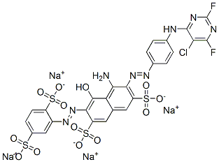 CAS#: 75198-89-9, Tetrasodium (6Z)-4-Amino-3-[4-[(5-Chloro-2,6-Difluoropyrimidin-4-Yl)Amino]Phenyl]Diazenyl-6-[(2,5-Disulfonatophenyl)Hydrazinylidene]-5-Oxonaphthalene-2,7-Disulfonate