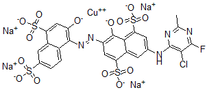 CAS#: 75199-10-9, Copper Tetrasodium 7-[(5-Chloro-6-Fluoro-2-Methylpyrimidin-4-Yl)Amino]-4-Oxido-3-(2-Oxido-4,6-Disulfonatonaphthalen-1-Yl)Diazenylnaphthalene-1,5-Disulfonate