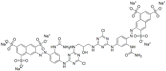 CAS 登录号：75199-17-6， 7-[2-(氨基甲酰氨基)-4-[[4-[[3-[[4-[[3-(氨基甲酰氨基)-4-(3,6,8-三磺酸萘-2-基)偶氮苯基]氨基]-6-氯-1,3,5-三嗪-2-基]氨基]-2-羟基丙基]氨基]-6-氯-1,3,5-三嗪-2-基]氨基]苯基]偶氮萘-1,3,6-三磺酸六钠