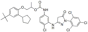 CAS#: 75202-23-2, 1-(4-Tert-Butyl-2-Cyclopentylphenoxy)Propan-2-Yl N-[4-Chloro-3-[[5-Oxo-1-(2,4,6-Trichlorophenyl)-4H-Pyrazol-3-Yl]Amino]Phenyl]Carbamate