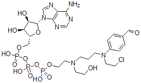 CAS 登录号：75501-18-7， [(2R,3S,4R,5R)-5-(6-氨基嘌呤-9-基)-3,4-二羟基四氢呋喃-2-基]甲基[[2-[3-[2-氯乙基-(4-甲酰基苯基)氨基]丙基-(2-羟基乙基)氨基]乙氧基-羟基磷酰]氧基-羟基磷酰]氢磷酸酯