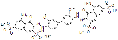 CAS#: 75752-17-9, Trilithium Sodium (3Z)-5-Amino-3-[[4-[4-[(2Z)-2-(8-Amino-1-Oxo-3,6-Disulfonatonaphthalen-2-Ylidene)Hydrazinyl]-3-Methoxyphenyl]-2-Methoxyphenyl]Hydrazinylidene]-4-Oxonaphthalene-2,7-Disulfonate