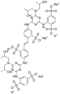 CAS#: 75790-89-5, Tripotassium Trisodium 2-[[4-(Bis(2-Hydroxypropyl)Amino)-6-[[4-[(E)-2-[4-[[4-(Bis(2-Hydroxypropyl)Amino)-6-[(2,5-Disulfonatophenyl)Amino]-1,3,5-Triazin-2-Yl]Amino]-2-Sulfonatophenyl]Ethenyl]-3-Sulfonatophenyl]Amino]-1,3,5-Triazin-2-Yl]Amino]Benzene-1,4-Disulfonate