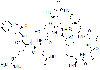 CAS 登录号：75808-66-1， (2S)-2-[[(2S)-2-[[(2S)-5-氨基-2-[[(2S,3R)-2-[[(2S)-2-[[(2S)-1-[(2S)-2-[[(2S)-2-[[(2S)-2-[[(2S)-2-氨基-4-甲基戊酰基]氨基]-3-甲基丁酰基]氨基]-3-甲基丁酰基]氨基]-3-(4-羟基苯基)丙酰]吡咯烷-2-羰基]氨基]-3-(1H-吲哚-3-基)丙酰]氨基]-3-羟基丁酰基]氨基]-5-氧代戊酰]氨基]-5-(二氨基亚甲基氨基)戊酰]氨基]-3-苯丙酸