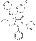 CAS 登录号：75859-68-6， 4-丁基-4-[C-(4-氯苯基)-N-苯基亚胺甲酰基]-1,2-二(苯基)吡唑烷-3,5-二酮