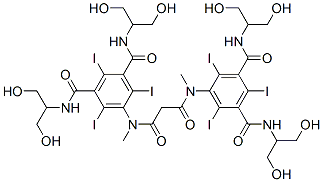 CAS 登录号：75871-98-6， 5-[[3-[[3,5-二(1,3-二羟基丙-2-基氨基甲酰)-2,4,6-三碘苯基]-甲基氨基]-3-氧代丙酰]-甲基氨基]-N,N'-二(1,3-二羟基丙-2-基)-2,4,6-三碘苯-1,3-二甲酰胺