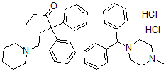 CAS 登录号：76391-75-8， 1-二苯甲基-4-甲基哌嗪;4,4-二苯基-6-哌啶-1-基己烷-3-酮二盐酸盐