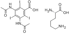 CAS 登录号:77035-55-3, L-赖氨酸单(3,5-二(乙酰氨基)-2,4,6-三碘苯甲酸酯)