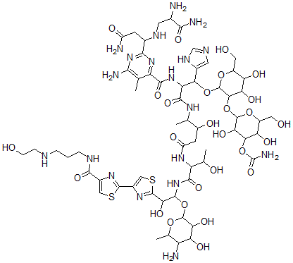 CAS#: 77368-75-3, [2-[2-[2-[[6-Amino-2-[3-Amino-1-[(2,3-Diamino-3-Oxopropyl)Amino]-3-Oxopropyl]-5-Methylpyrimidine-4-Carbonyl]Amino]-3-[[5-[[1-[[1-(5-Amino-3,4-Dihydroxy-6-Methyloxan-2-Yl)Oxy-2-Hydroxy-2-[4-[4-[3-(2-Hydroxyethylamino)Propylcarbamoyl]-1,3-Thiazol-2-Yl]-1,3-Thiazol-2-Yl]Ethyl]Amino]-3-Hydroxy-1-Oxobutan-2-Yl]Amino]-3-Hydroxy-5-Oxopentan-2-Yl]Amino]-1-(3H-Imidazol-4-Yl)-3-Oxopropoxy]-4,5-Dihydroxy-6-(Hydroxymethyl)Oxan-3-Yl]Oxy-3,5-Dihydroxy-6-(Hydroxymethyl)Oxan-4-Yl] Carbamate