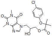 CAS#: 77444-81-6, [3-(1,3-Dimethyl-2,6-Dioxopurin-7-Yl)-2-Hydroxypropyl] 2-(4-Chlorophenoxy)-2-Methylpropanoate