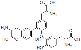 CAS 登录号：77533-78-9， 2-氨基-3-[4-[5-(2-氨基-3-羟基-3-氧代丙基)-2-羟基苯氧基]-3-[5-(2-氨基-3-羟基-3-氧代丙基)-2-羟基苯基]苯基]丙酸