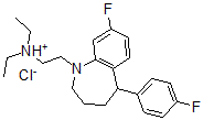 CAS 登录号：77795-97-2， 二乙基-[2-[8-氟-5-(4-氟苯基)-2,3,4,5-四氢-1-苯并氮杂卓-1-基]乙基]氯化铵