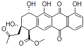 CAS 登录号:78173-88-3, (1R,2S,4S)-2,4,5,7-四羟基-6,11-二氧代-2-(2-氧代丙基)-3,4-二氢-1H-并四苯-1-羧酸甲酯