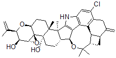 CAS#: 78213-65-7, (2R,3S,3aR,4aS,4bS,6aR,7S,7dS,8S,9aS,14bS,14cR,16aS)-12-Chloro-3,3a,6a,7,7d,8,9,9a,10,11,14,14b,14c,15,16,16a-hexadecahydro-14b,14c,17,17-tetramethyl-10-methylene-2-(1-methylethenyl)-7,8-(Epoxymethano)-2H,6H-cyclobuta(5,6)benz(1,2-e)oxireno(4',4'a)-1-benzopyrano(5',6':6,7)indeno(1,2-b)indole-3,4b(5H)-diol