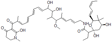 CAS#: 79190-00-4, 2-[(2S,4S,6S)-2,4-Dihydroxy-5,5-Dimethyl-6-[(1E,3Z)-Penta-1,3-Dienyl]Oxan-2-Yl]-N-[(2E,4E,10E,12E,14E,16E)-8,9-Dihydroxy-18-(2-Hydroxy-1-Methyl-4-Oxo-5,6-Dihydropyridin-3-Yl)-6-Methoxy-5,7,17-Trimethyl-18-Oxooctadeca-2,4,10,12,14,16-Hexaenyl]Butanamide