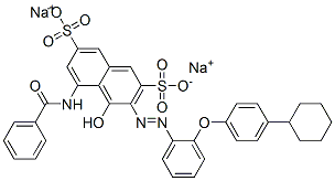 CAS 登录号：79234-36-9， (3Z)-5-(苯甲酰基氨基)-3-[[2-(4-环己基苯氧基)苯基]亚肼基]-4-氧代萘-2,7-二磺酸二钠